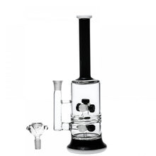 13" Tall Double Circular Seed Perc Rec w/ Silicone Compartment Hand Made 3 Color (Black)