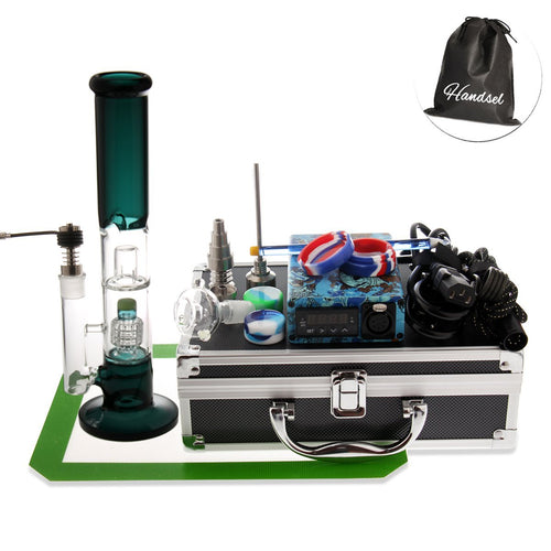 R-TEAM Glass 14.5mm Height 24cm Green Water Hand Made Recycler Joint
