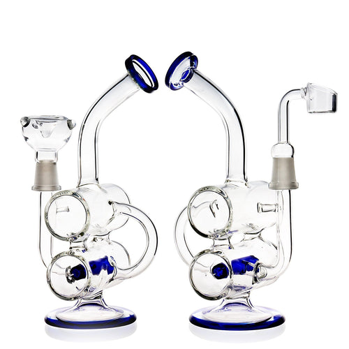 S-WEEK Hand made Thick Water Pipes Glass Filter Tall 8.5 Inchs Joint 14 mm (Blue+Clear)