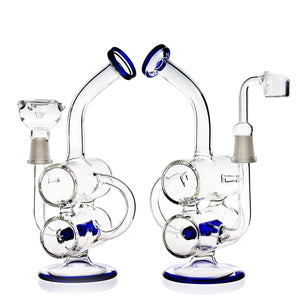 S-WEEK Hand made Thick Water Pipes Glass Filter Tall 8.5 Inchs Joint 14 mm (Blue+Clear)