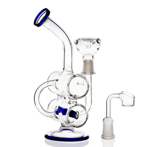 S-WEEK Hand made Thick Water Pipes Glass Filter Tall 8.5 Inchs Joint 14 mm (Blue+Clear)