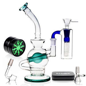 R-TEAM Glass 14.5mm Height 24cm Green Water Hand Made Recycler