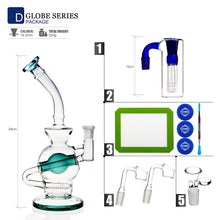 R-TEAM Glass 14.5mm Height 24cm Green Water Hand Made Recycler Joint