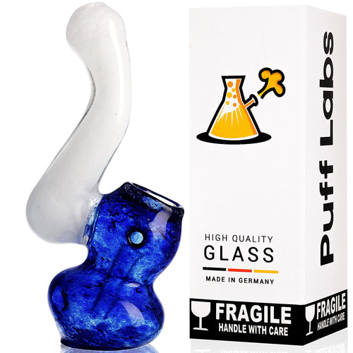 PUFF LABS Portable 4.5 Inch White-Blue Glass Made in Germany